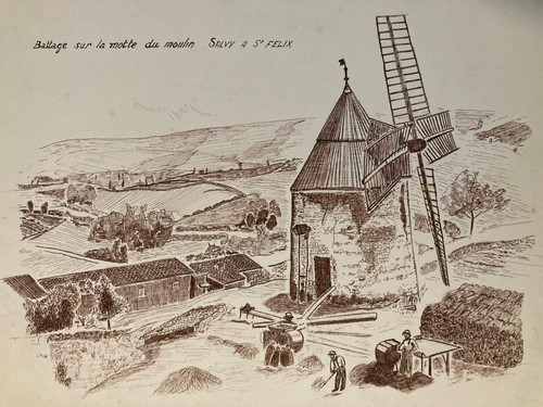 Lot dessin art encre moulin - art,