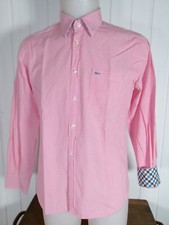 Chemise coton rose MCS MARLBORO CLASSICS M 40 logo brodé revers écossais
