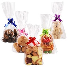 50 Pcs Sachet Bonbon Transparent avec Fond 15 x 25cm Anniversaire Sachet Plas...