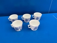 5 Tasses a Café Thé Arcopal Mug France  Aster Oignon Bleu vintage 70s