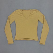 Pull Crop Cachemire Pellat-Finet Femme S Marron Camel Col V Manches Longues