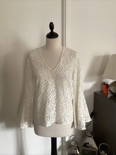 Haut chemise ZARA blanc taille M broderie anglaise dentelle