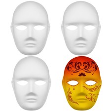  4 Pcs Masque Vierge Paper Mache Mask Visage Masques Masqués Kit De Bricolage