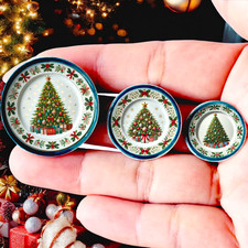 Assiettes miniatures en céramique sapin de Noël vaisselle maison de poupée...