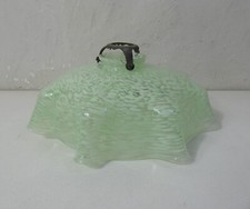 Abat jour ancien en opaline suspension monte et baisse vintage moucheté clichy