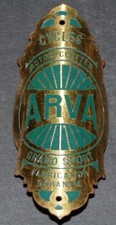 PLAQUE VELO 1910-1950 CYCLES MOTOCYCLETTES ARVA GRAND SPORT CYCLISME