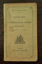 WW1 Militaria Instruction sur la Mitrailleuse Vickers d'Aviation 1924