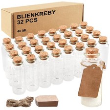 32 x Fiole en Verre 40ml Petite Fiole en Verre avec Bouchon Contenant Dragées...