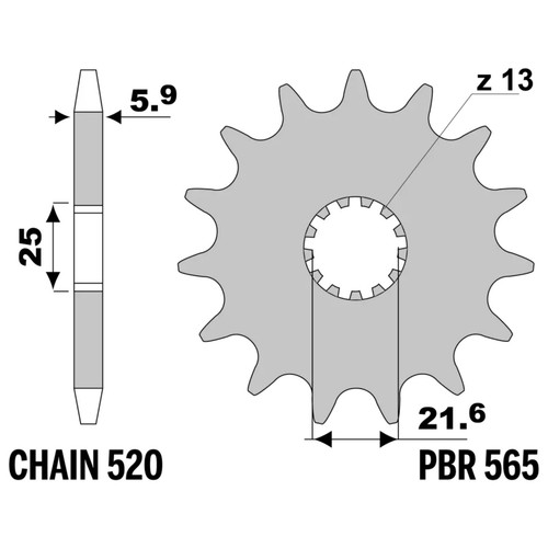 Pignon pbr dents - pbr, pas