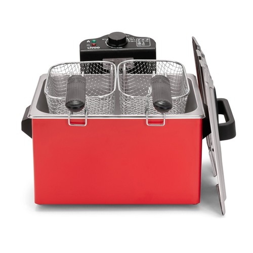 Friteuse double rouge 2x3l - double,