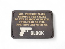Patch militaire Glock usa en cuir PU & dos adhesif 3M : Psaume 24:3 / ecusson bi