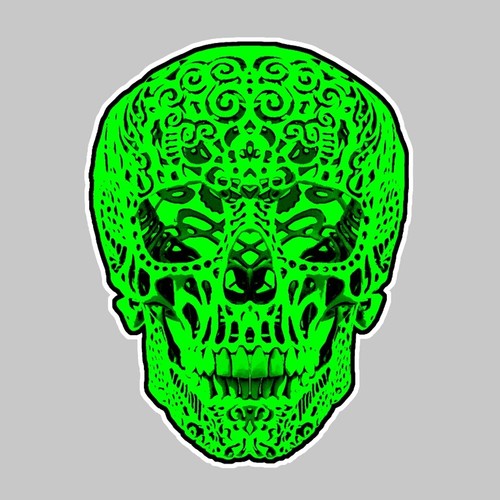 Sticker skull vert - skull, de