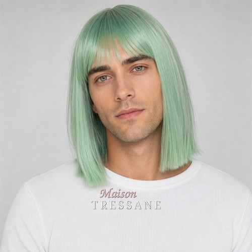 Perruque homme vert carré - perruque,