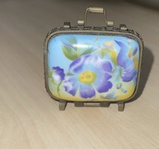 BOITE A PILULES PILULIER EN PORCELAINE D'ART DE LIMOGES DECOR FLORAL