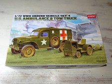Maquette ground vehicle Academy WWII Set U.S. Ambulance Tow Truck 1/72 Model Kit