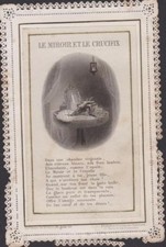 CANIVET IMAGE PIEUSE avec volet-LE MIROIR ET LE CRUCIFIX - JEUNE FILLE EN PRIERE