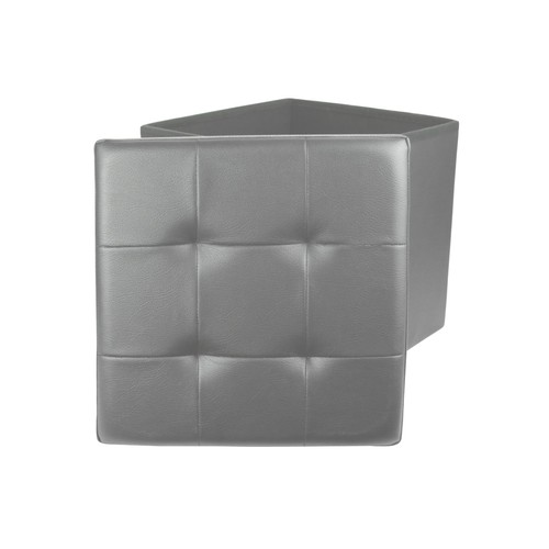 Pouf coffre pliable simili - pouf,