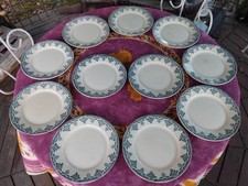 11 Assiette Plate Terre de Fer Choisy le Roi HB et Cie Modèle Bordeaux Bleu 23,5