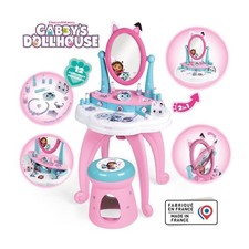 Smoby - Gabby et la Maison Magique - Coiffeuse enfant 2 en 1 - Tabouret inclus -