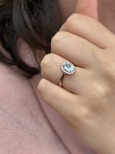 Bague Marguerite Topaze et Diamants or Rose 18 carats