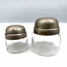 Coppia De Bocaux CASSETTI FI En Verre Soufflé Argent 800 Battu À La Main Vintage