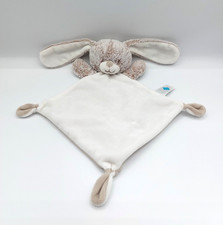 Doudou plat lapin marron chiné blanc crème Tex Baby Carrefour taupe