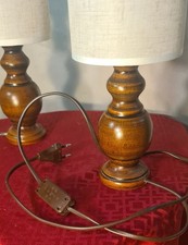 Paire de lampe bois scandinave abat jour en lin 40x12 elec ok