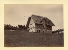 France, villa à la campagne Vintage albumen print Tirage albuminé  11x16  