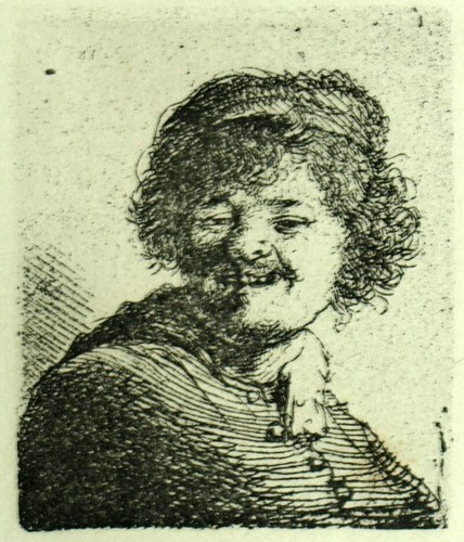 Tête face riant estampe - riant,