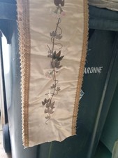 sublime bande de tissu chemin de table ancien satin soie broderie