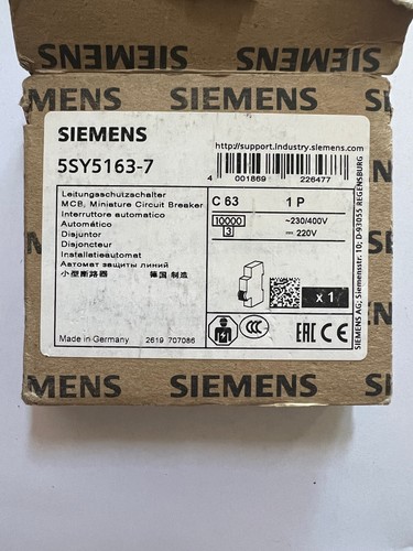 Siemens 5sy5163 mcb c63 - siemens, 5sy5163-7