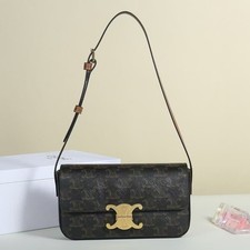 Celine Triomphe Handbag – Classic Box Design, Calfskin Leather, Retro Elegance