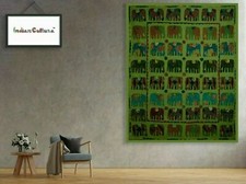 Tenture Murale En Coton Kantha Patchwork Éléphant Coloré De Style Vintage