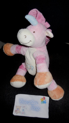 Doudou peluche licorne rose - doudou,