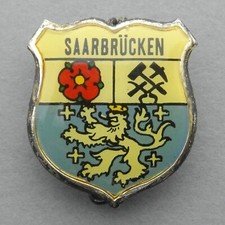 German, Enamel Brooch. Saarbrucken, Coat of arms. Travel Souvenir.