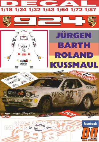 Decal porsche 924 carrera - porsche, gts