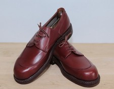 NOS 1940s New French Burgundy Leather Men's Derby Shoes 40FR 7US Made in France
