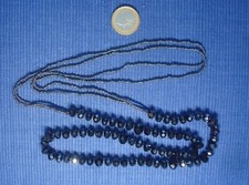 B26D Collier Sautoir Perle Jais facette Noire Verre Deuil Lot Bijou Ancien 2