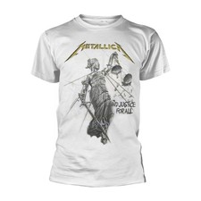 Metallica T Shirt Justice Album Cover Band Logo Official Mens White
