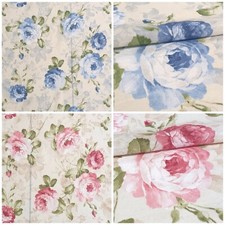 Coton Mélange Lonetta Tissu Rideaux Nappes Déco Article au Mètre Grande Fleurs
