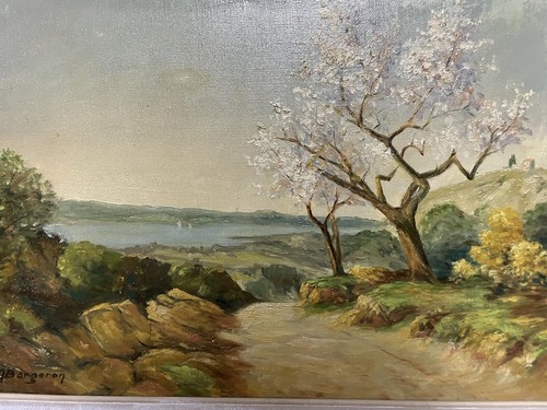 Peinture ancienne montagne - ancienne,