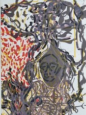 Jean-Paul Riopelle, Sérigraphie originale carton d’invitation encadré 52 x 25 cm