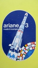 sticker vintage Fusée Européenne ARIANE 3 Made in Europe (12 x 8 cm)