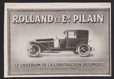 publicite 1919 voiture automobile ROLLAND PILAIN courbevoie Levalloy Perret