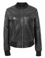 Blouson bomber en cuir Napa