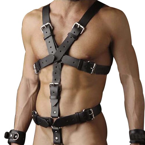 Leather harness for men - leather,