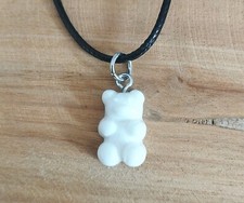 Collier réglable en cordon ciré avec son pendentif Ourson/ Ours Blanc #6 