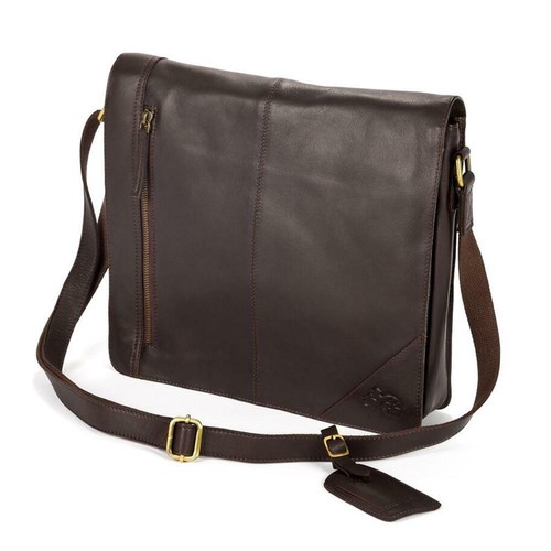 Sac messager homme - cuir, marron