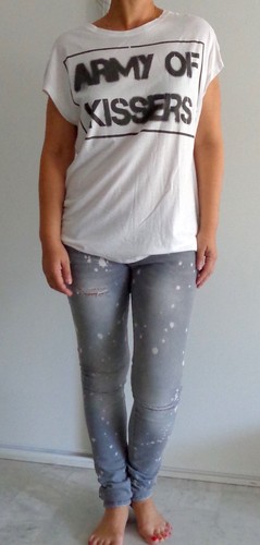 Trendy jean gris clair taches - gris,