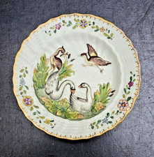 HEREND PETITE ASSIETTE PORCELAINE DECOR CYGNES RELIEF NO MEISSEN